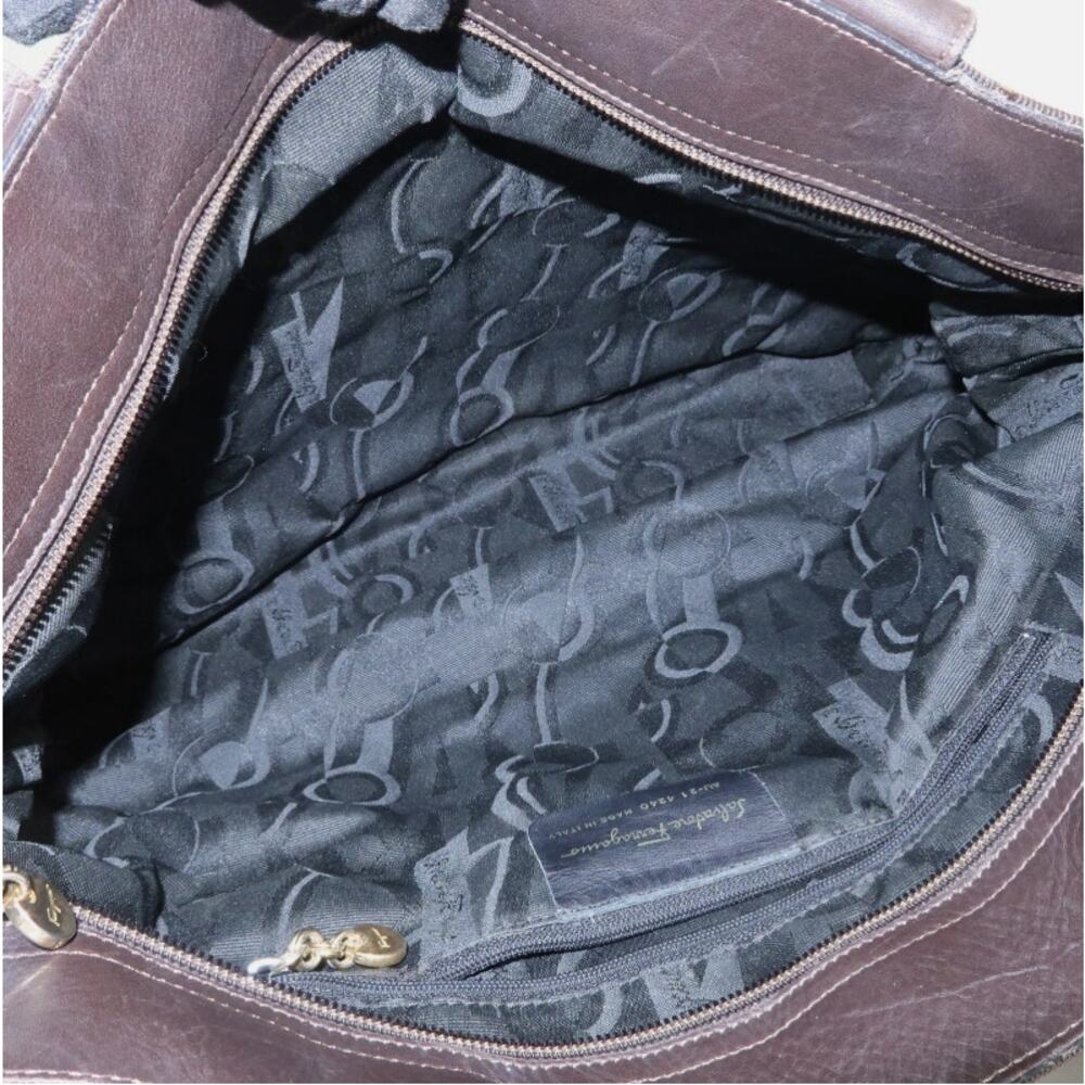 💎✨Beautiful✨💎Authentic Ferragamo Vara Logo Canvas Tote Bag Shoulder Bag Brown - Picture 11 of 15